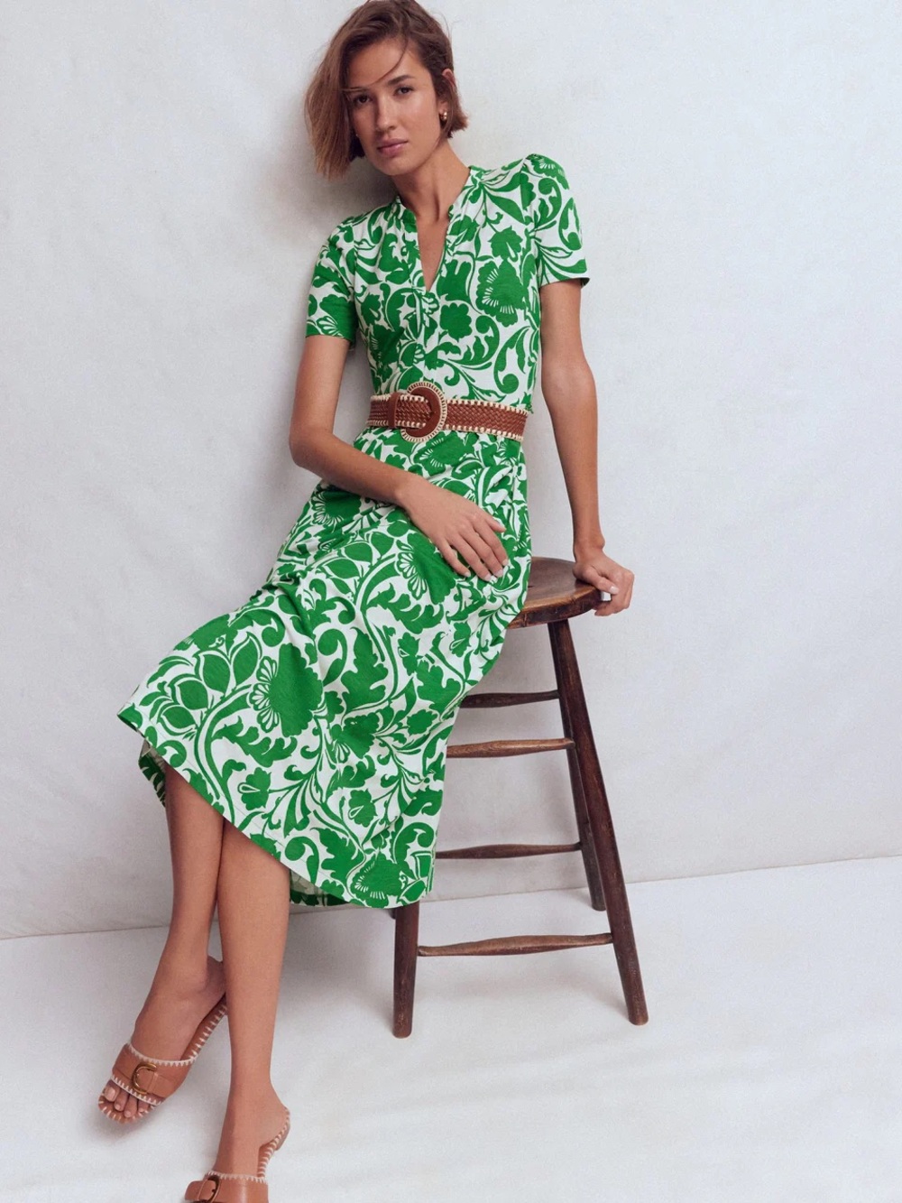 Boden Naomi Jersey Midi Dress - Emerald, Flourishing Meadow